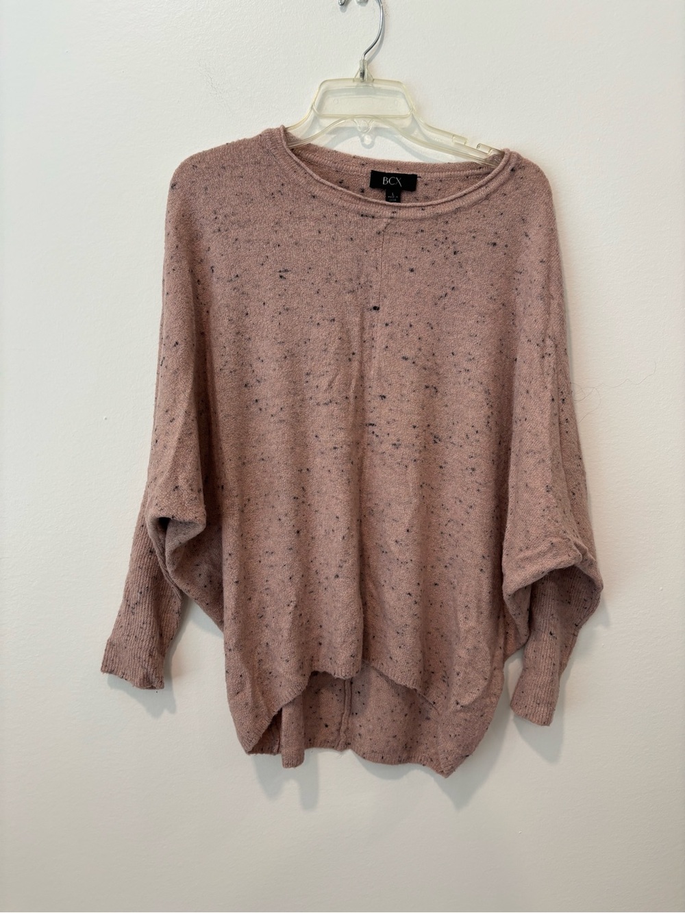 BCX Dusky Pink Speckled Knit Pullover